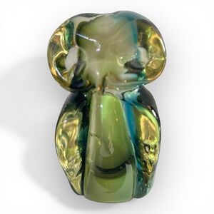 MCM Chalet Glass Owl Art Glass Paperweight Mid Century Glass